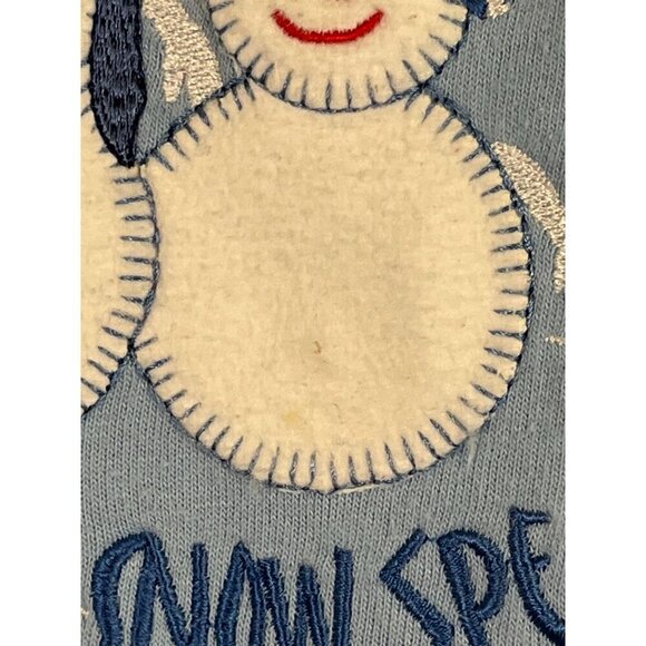 MC Sportswear Sweatshirt Women PL Blue Crew Pullover Festive Snowman Holiday 80s - Picture 7 of 12